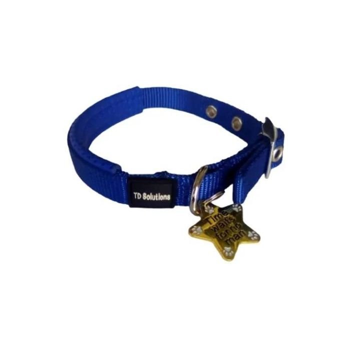 TD Authentic Dog Padded Double Nylon Collar- BlueBig