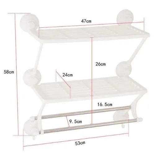 Double Layer Shelf - Plastic Double Towel Holder Suction For Cup /Kitchen /Bathroom