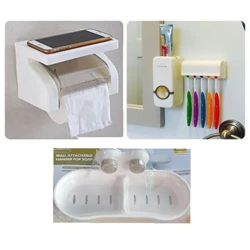 Tissue Holder + Toothpaste Dispenser & Soap Dish - Toilet Bundle