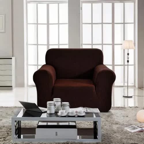 1 Seater Slip Sofa Chair Cover - Brown.
