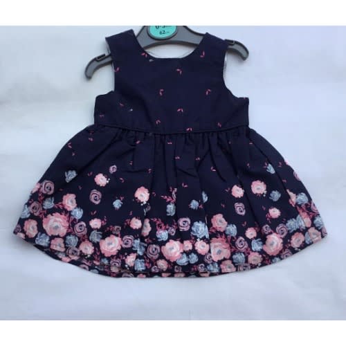 Floral Cotton Dress - Navy Blue