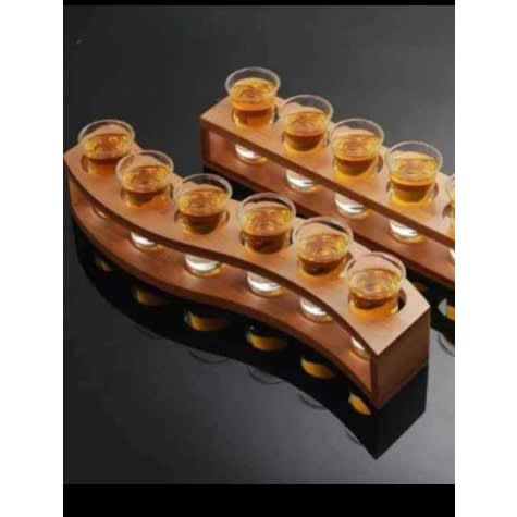 Bamboo - 6 Holes Shot Glass Display Stand - 6 Tequila Shot Glass
