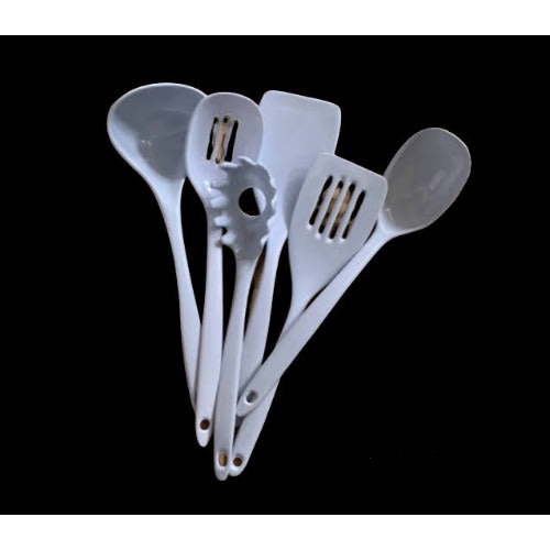 Melamine Cooking Utensils - 6 Pieces - White