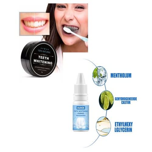 Natural Fast Acting Teeth Whitening Kit - Activated Charcoal - Teeth Whitening Essence - 30ml