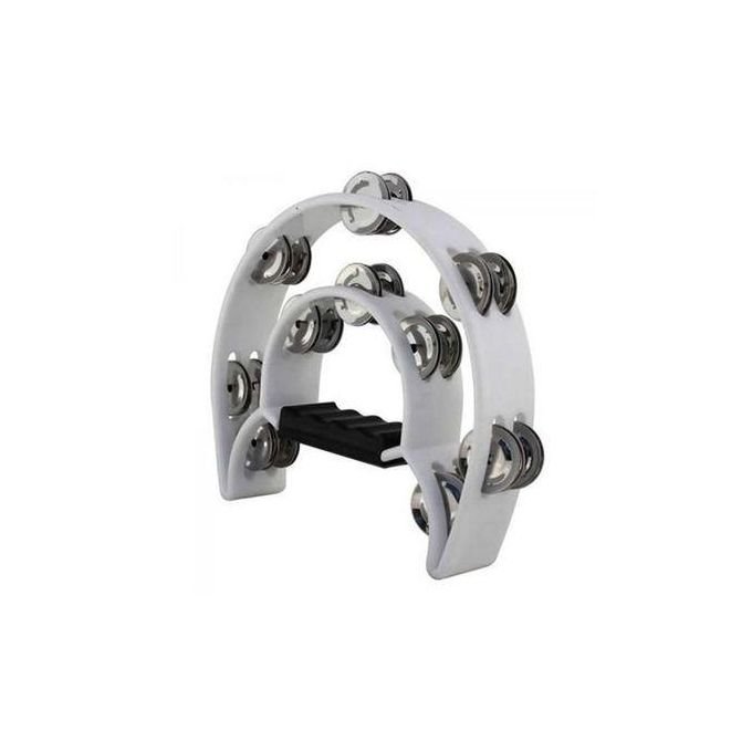Double Jingle Handheld Tambourine - White