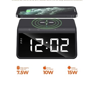 Wireless Charging With Alarm Clock And Ambient Light - W320