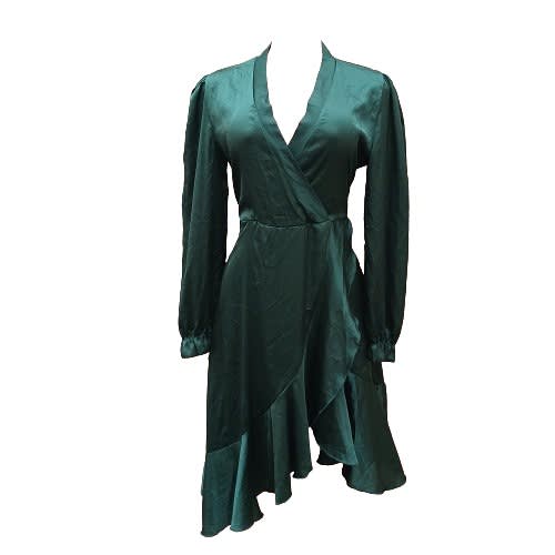 Asymmetrical Hem Wrap Dress