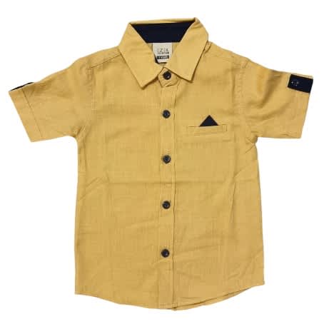 Boys Short Sleeve Button-up Shirt Yellow Mustard