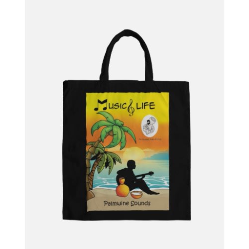 Music And Life Front Cover- Tote Bag- Black