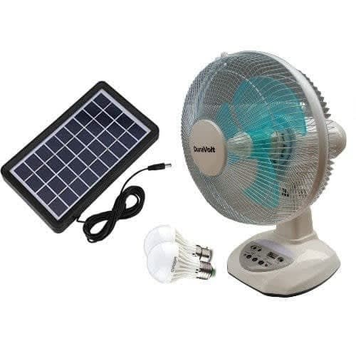Rechargeable Fan With Solar Panel & Dc Led Bulbs
