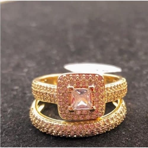 Wedding Ring Set Plus Male Band - Italian 18 Karat Gold Plated L925