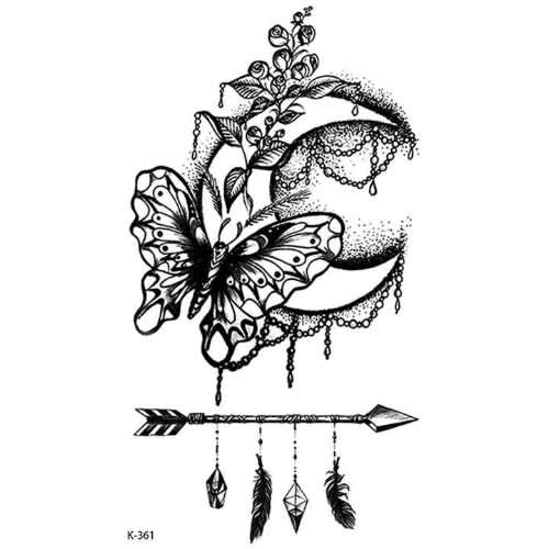 Butterfly Moon Arrow Temporary Waterproof Tattoo Sticker