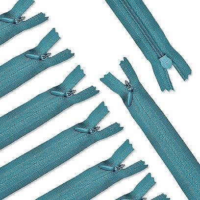 Nylon Invisible Zippers-20"- 6 Pieces -Lake Blue