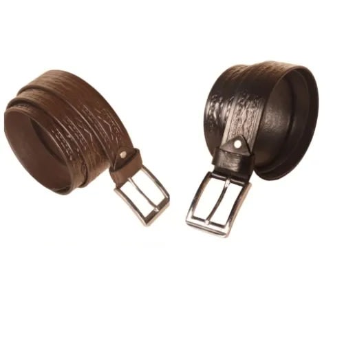 Pattern Leather Belt - Black & Brown - 2 Pieces