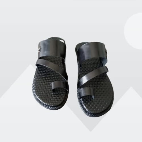 Men's Leather Pam Slippers - Black