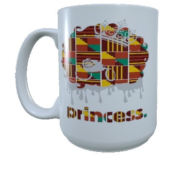 Kente Princess Mug - 15oz Big - White
