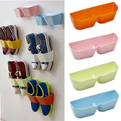 4 Pieces - Shoe Shelf Plastic Wall Mounted Shoes Rack