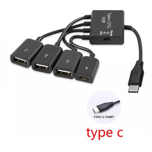 Type C To 3 USB A Ports + 1 Micro USB Port OTG Cable