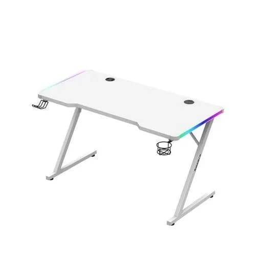Modern Z Shaped Rgb Led Lights Computer Desk - 1.2metre White
