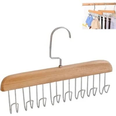 Anti- Slip Wooden Multi Hook Coat  & Under Wears Hanger -  2 Pcs