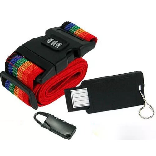 Combination Lock - Luggage Strap Belt With Name Tag - Resettable - 3 Digit