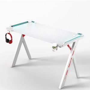 Modern Y Leg Shaped Gaming Table 1.2mtr White With Led Lights