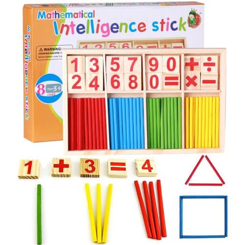 Montessori Wooden Mathematical Intelligence Counting Sticks With Arithmetic Symbols