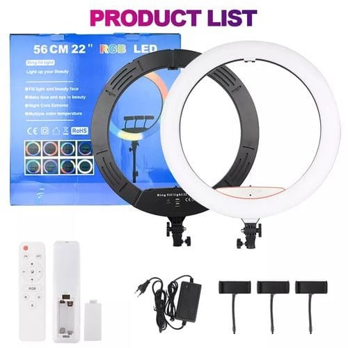 22" Rgb Dimmable Led Ring Light With Tripod Stand