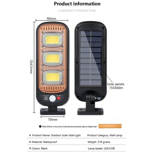 Outdoor Solar Powered Sensor Street Light With Remote Control
