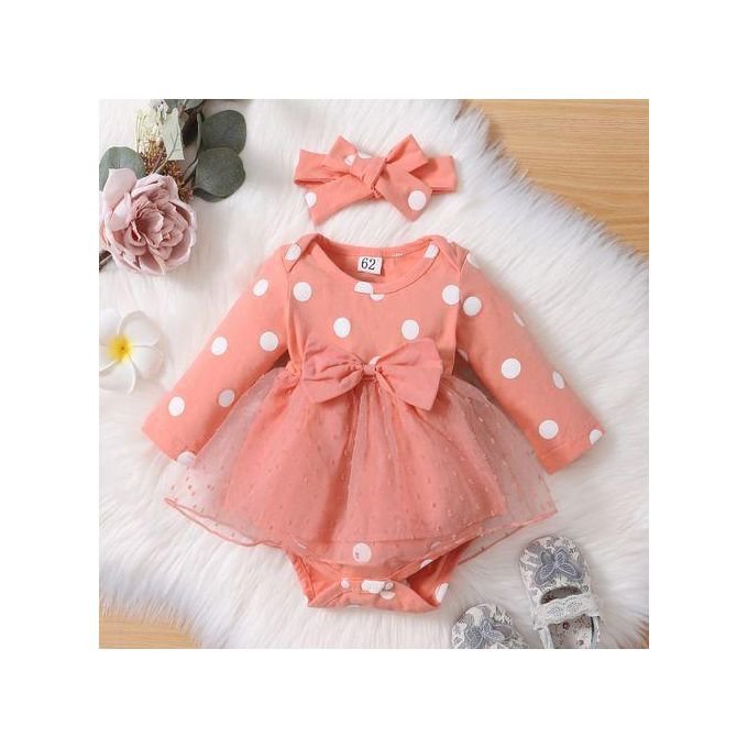 Catpapa Baby Girls Bodysuits With Headband Bowknot Tulle Hemline