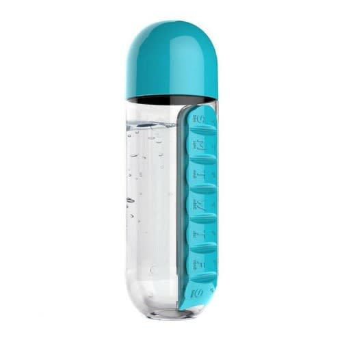 Water Bottle Pill Box For Outdoor Travel -600ml  -2 In 1