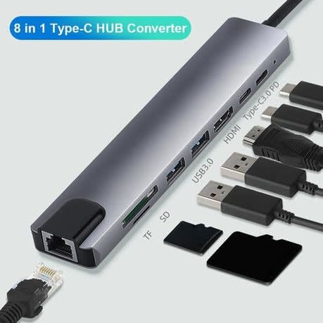 Type C To Hdmi + Lan + Usb 3.0 X 2 + Tf + Sd