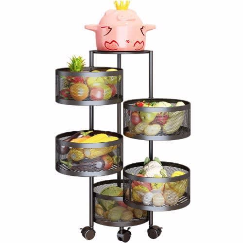 Fruit And Vegetable Rotating Rack Basket - 5 Layers
