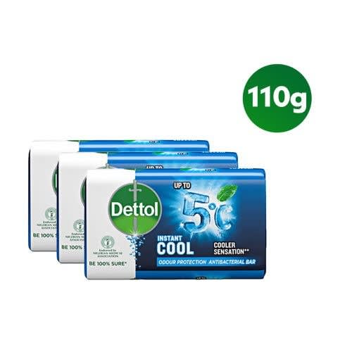 Dettol Antibacterial Bathing Soap - Instant Cool- 110g - Pack Of 3