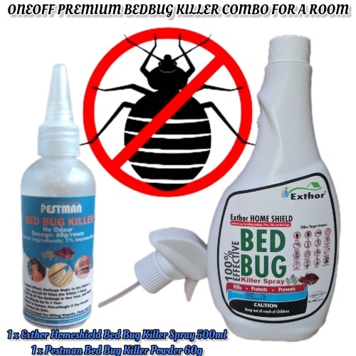 Bed Bug Killer Kit - 500ml of Exthor + 60g of Pestman