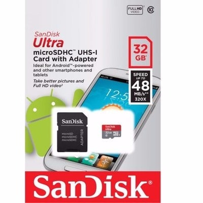 Ultra 32GB MicroSD - 48Mb/s Speed Memory Card & Adapter