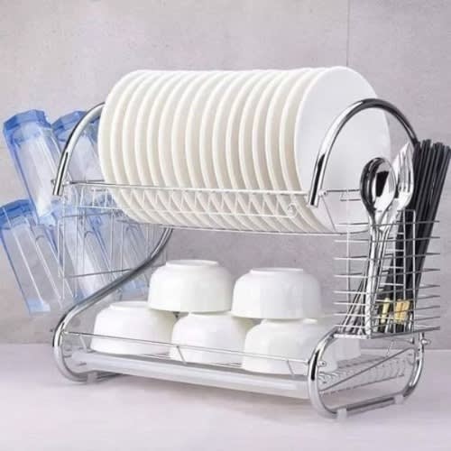 Stainless Steel Dish Drainer With Cutlery And Cup Holder