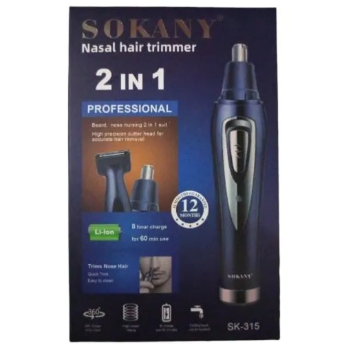 Sokany 2 In1 Rechargeable Nasal Hair Trimmer And Moustache Shaper/shaver - 400mah