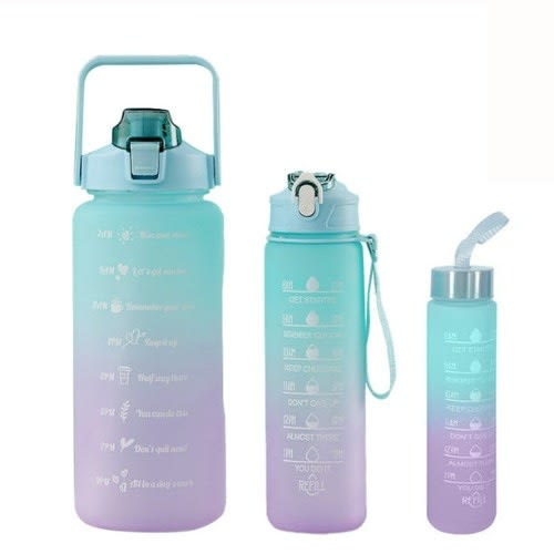 Motivational Quote & Time Marker Bottle - 3pcs