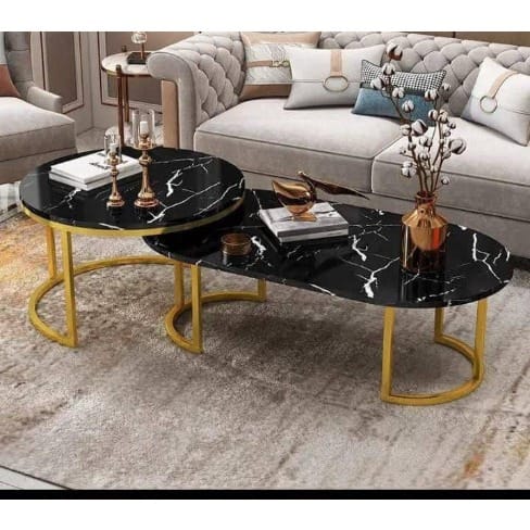 Octagonal And Round Nordic Center Table - Black - 120cm