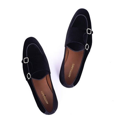 Double Buckle Black Leather Shoe