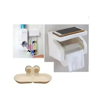 Soap Dish / Toilet Paper Roll & Toothpaste / Tooth Brush Holder