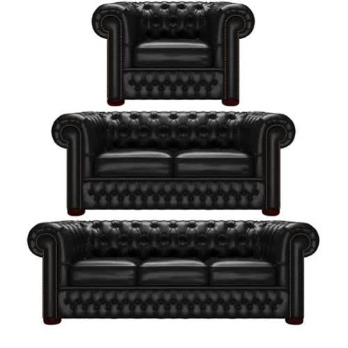 6 Seater Old English Antique Sofa Set- Black
