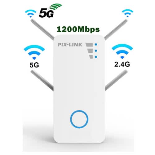 Pix-link Smart Home Wifi Repeater 5g & 2.4g With 1200mbps