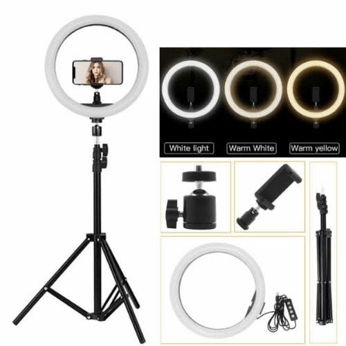 Led Selfie Ring Light + Tripod Stand + Phone Holder - 12"