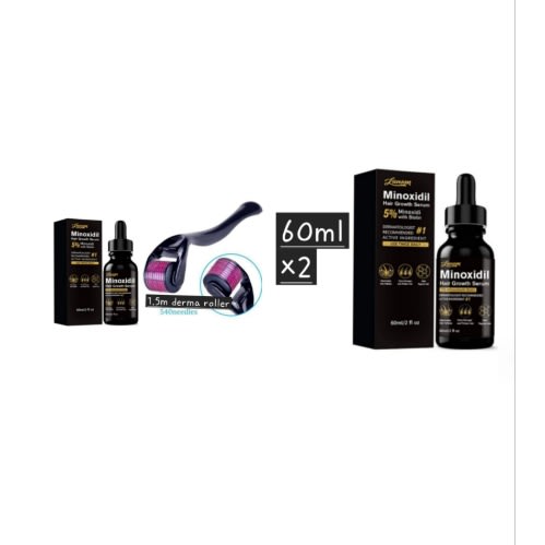 Minoxidil 5% Hair regrowth serum &times;2 & 1.5. derma roller