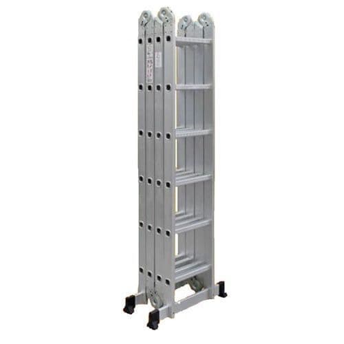 7x4 Foldable Multipurpose Aluminium Ladder With Twin Stabilizers Meet En-131