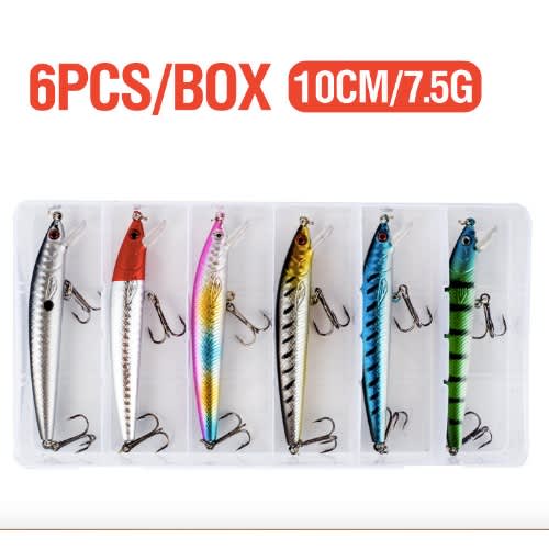 Fishing Lure Bait Hook Set - 6 Units - 10cm/7.5g