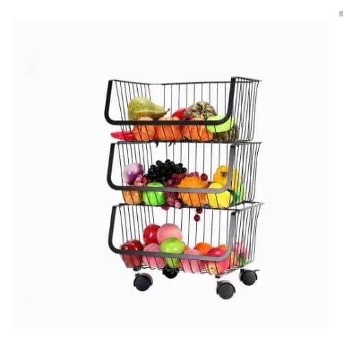 3 Tiers Rolling Stackable Basket