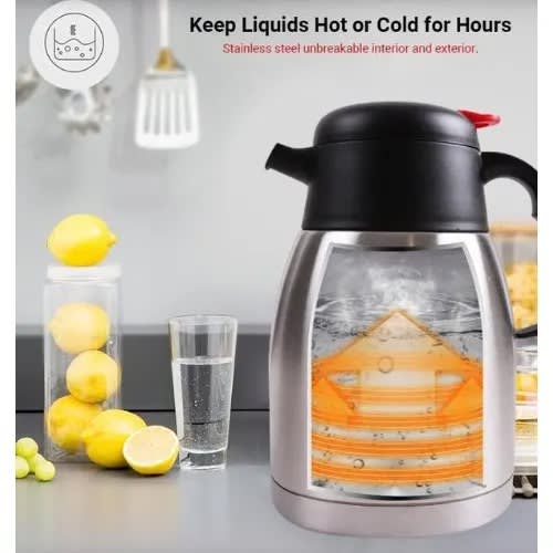 Stainless Steel Vacuum Flask - Hot  Cold Tea Coffee Insulated Dispenser - 2L
